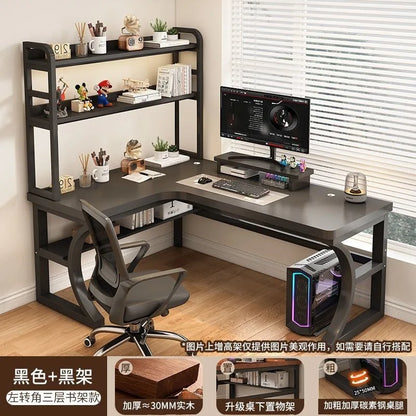 Computer Desk Corner Multi Functional Double Writing Table L Shaped Office Desk with Bookshelf Study Desk for Home Furniture