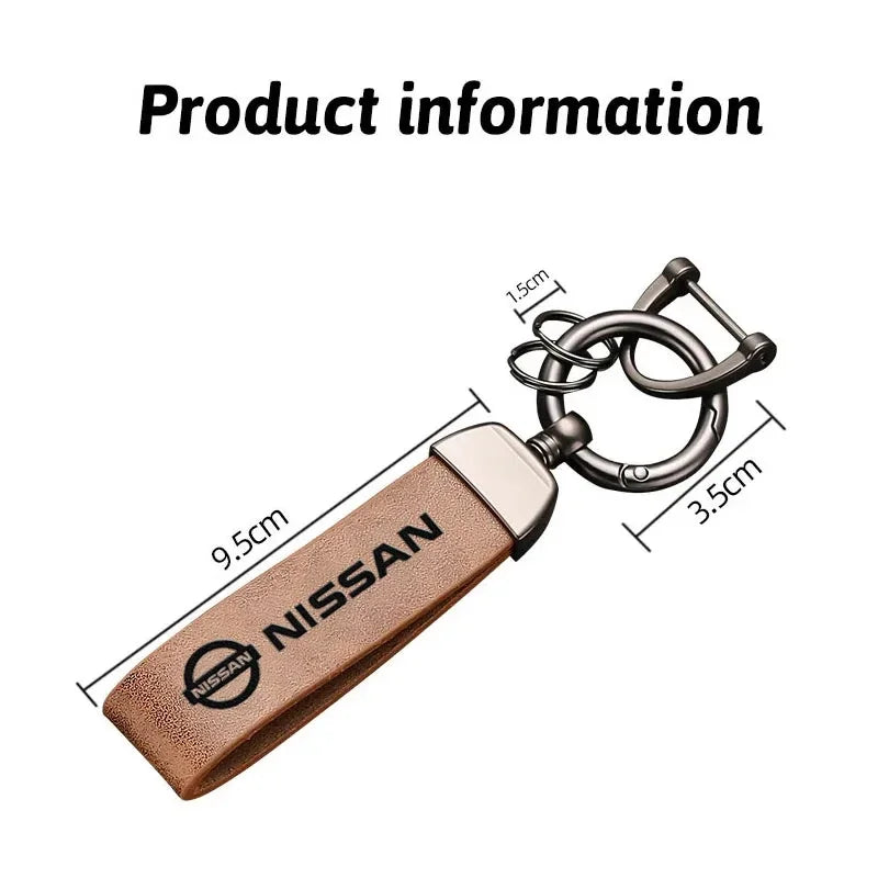 Vintage Leather Car Keychain Key Ring Pendant Fit For Nissan Sylphy N7 Qashqai J10 J11 Note Teana Navara Juke GTR 350Z Patrol Ti