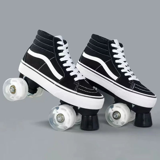 Size 35-45 Double-row Roller Skates Shoes Patines for Men and Women, Adult High-top Four-wheel  Casual Breathable Flash