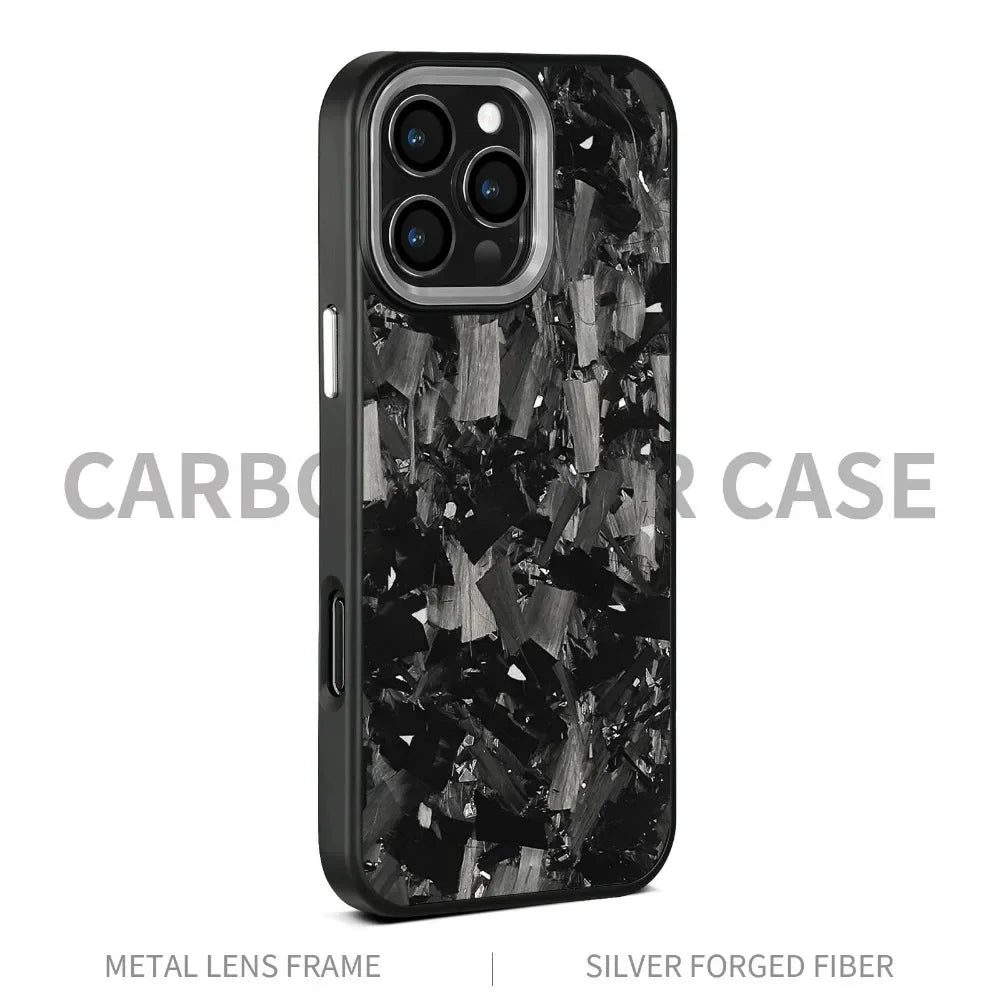 Real Carbon Fiber Armor100% Cover For IPhone 16Promax 15 Pro Max 14 13 12 11 Case Metal Frame Wireless Charge Forged Fiber Cover