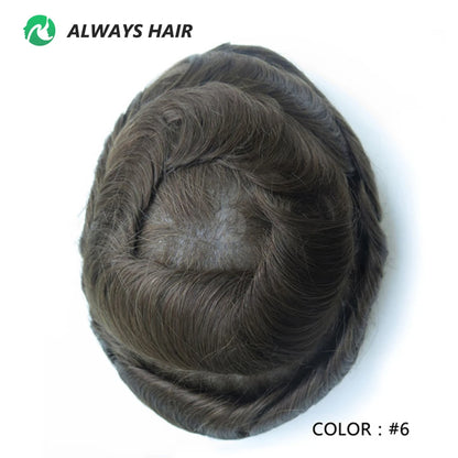 0.12-0.14mm PU Men Toupee Full Thickness Skin Indian Human Hair Men's Capillary Prothesis 130% Density Wig Man