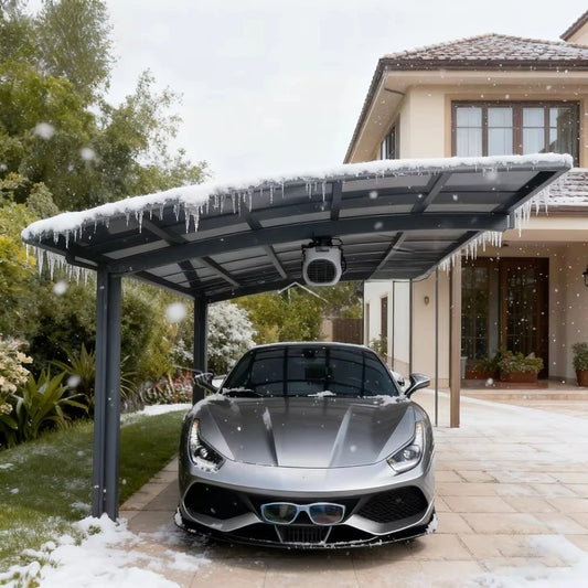 Luxury Aluminum Carport with Arched Roof, Weatherproof Outdoor Parking Shelter for Driveway & Residential Use