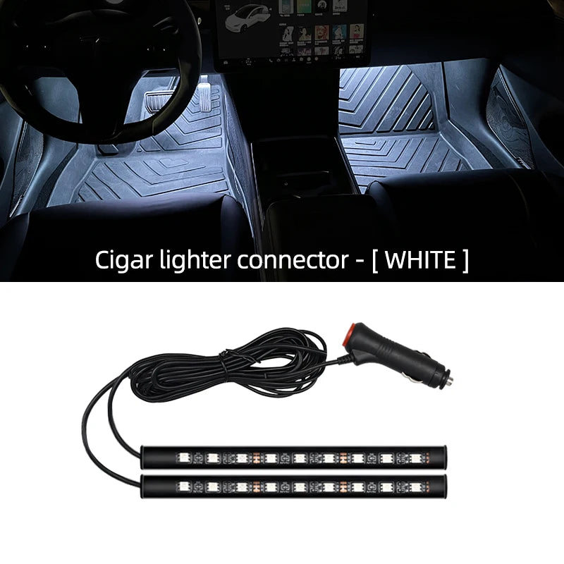 5V/12V Car Interior Backlight Ambient Mood Foot Light with Cigarette Lighter USB Decorative Atmosphere Lamp Car Accessories
