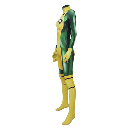 2026 Adults Woman Rogue Costume Superhero Cosplay Suit Halloween Bodysuit Party Jumpsuits