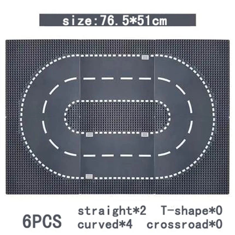 City Road Street Baseplate Straight Crossroad Curve T-Junction Building Blocks Base Plates Construction for Children Kids