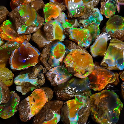 25-70CT Genuine Ethiopian Opal Rough Natural Fire Opal Loose Stone Play Of Color Gemstone For Jewelry Making Mineral Specimen