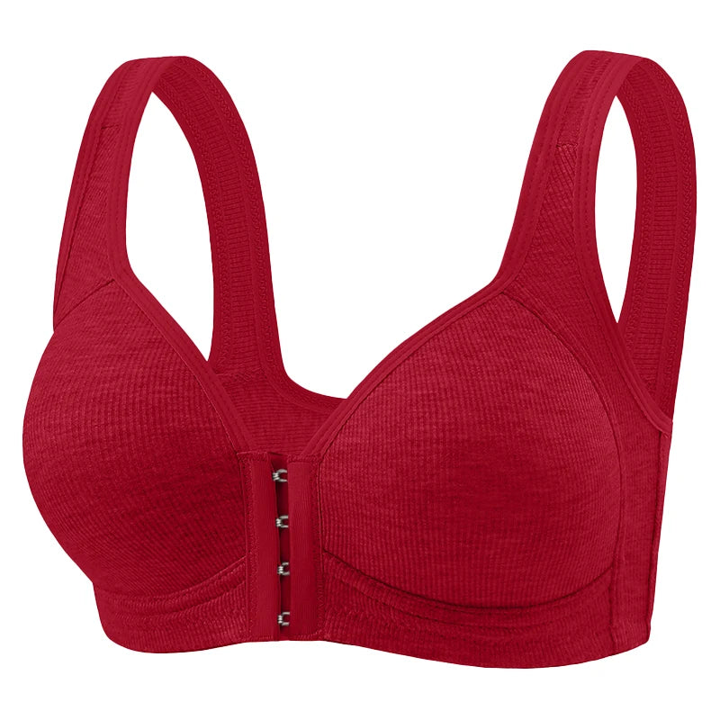 FallSweet Wire-Free Front Closure Bra for Women Seamless Full Coverage Bra Fixed Cups Large Size Comfort Underwear Mom Lingeries