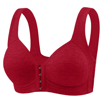 FallSweet Wire-Free Front Closure Bra for Women Seamless Full Coverage Bra Fixed Cups Large Size Comfort Underwear Mom Lingeries