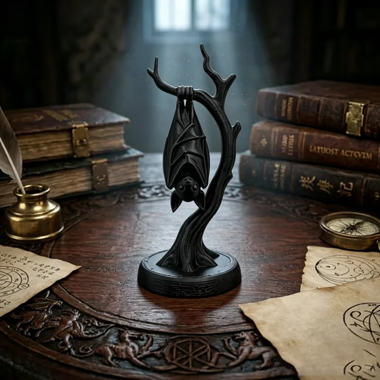Bat On Dead Branch Figurine,3D Printe Gothic Sculpture For Halloween Party Decor,Spooky Ornament For Desk Bookshelf Display Gift