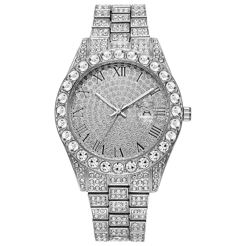Hot Sale Diamond Watch for Men Luxury Iced Out Watches Calendar Quartz Wristwatches Male Clock Relogio Masculino Drop Shipping