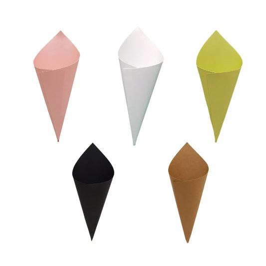 50Pcs Solid Paper Flower Egg Tube Wedding Confetti Cones Holder DIY Petals Lavender Wedding Bouquet Favor Birthday Party Decor