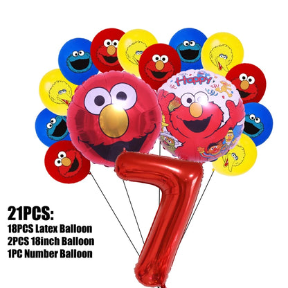 Birthday Party Decoration Set Supplies Cartoon Sesame Streets Birthday Party Supplies Tableware Balloon Cake Topper Banner Plate
