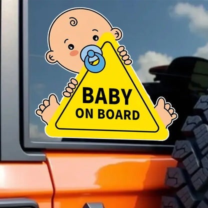 13x12cm Baby On Board Waterproof Vinyl Car Decals, for Windows, Bumper, Exterior Decorative Accessories Blocking Scratches