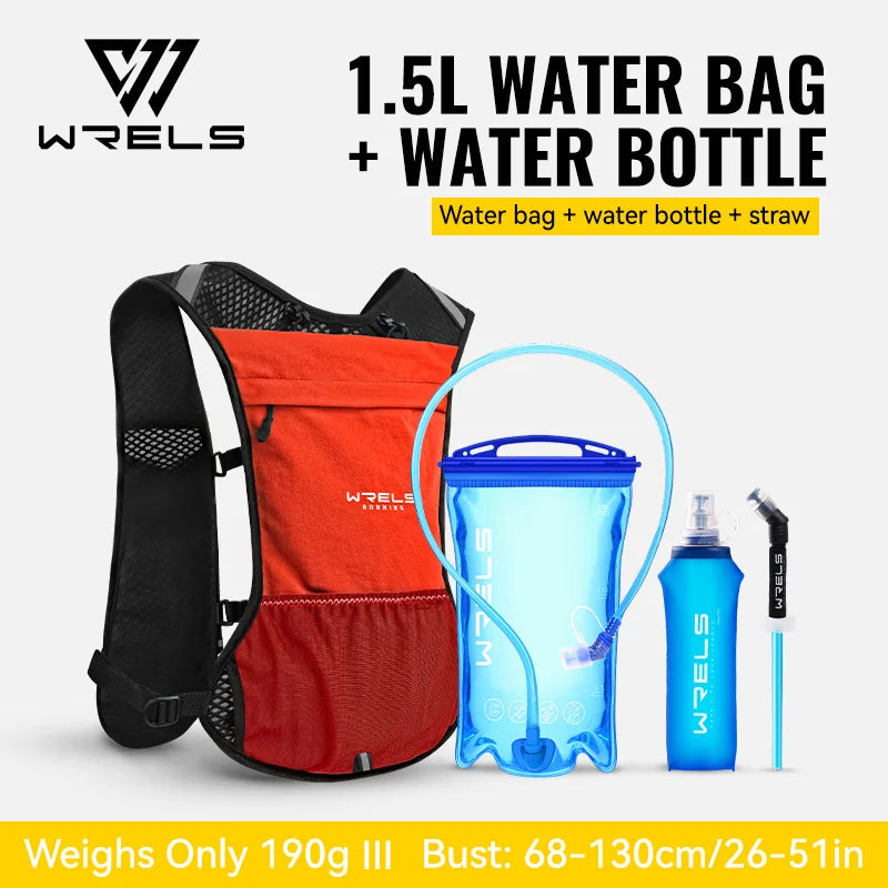 WRELS Running Vest Lightweight Hydration Vest with Water Bladder Hydration Backpack for Marathon Trail Cycling Hiking Jogging