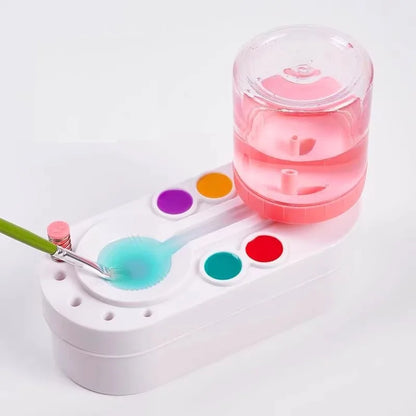 New Paint Brush Cleaner With Drain Button Automatic Water Circulation Paint Brush Cleaning Machine Cleaning Bucket Art Tools