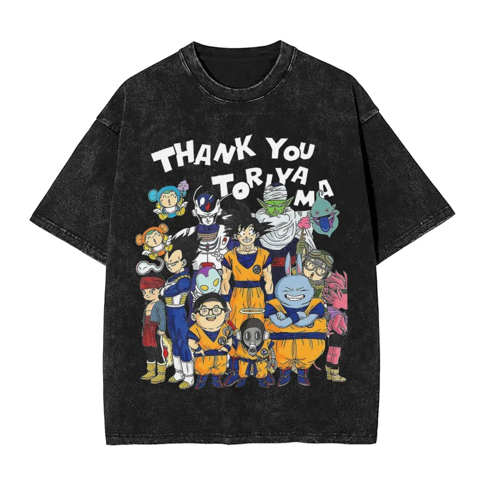Oversized Cosplay Costumes Dr.SLUMP 2026 Summer New Product Y2K Street Hip Hop Retro Men's Washed T-shirt