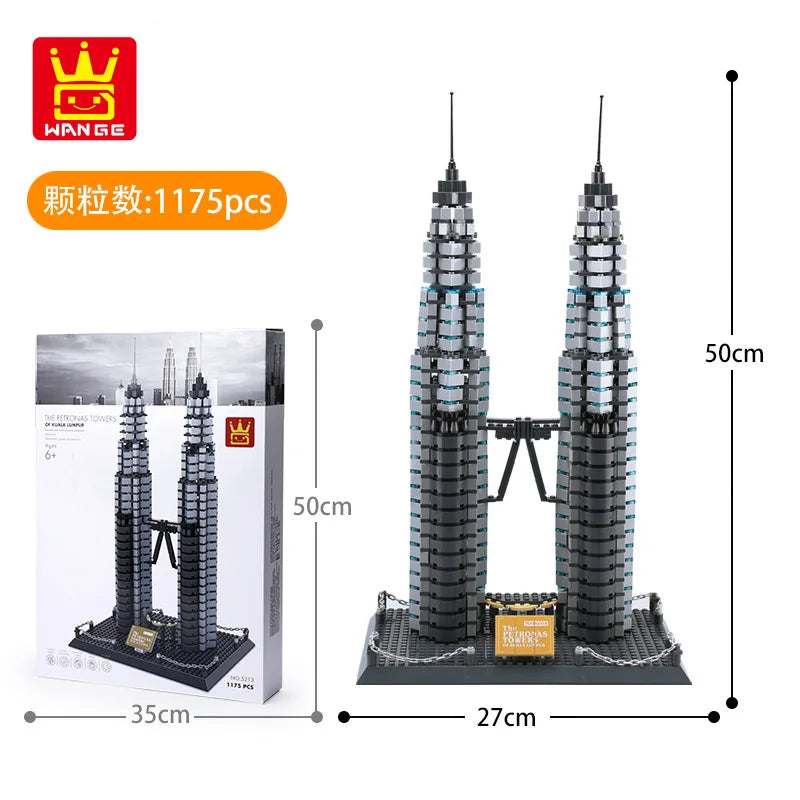 WANGE City Architecture Sydney Opera Santorini Building Blocks Chamartin Stadium Mosque Assembled Model Collection Toys For Gift