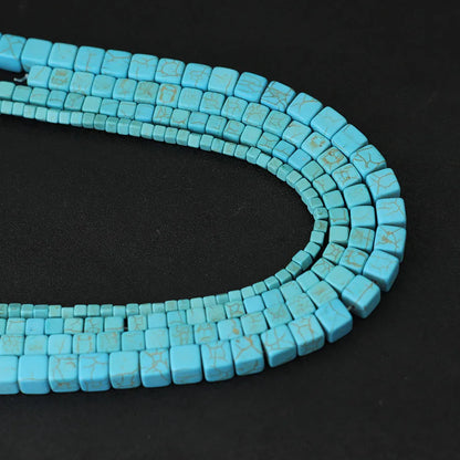 Noter 4/6/8/10mm Real Howlite Stone Beaded For Jewelry Making Square Shape Blue Color Loose Bead DIY Bracelet Necklace Wholesale