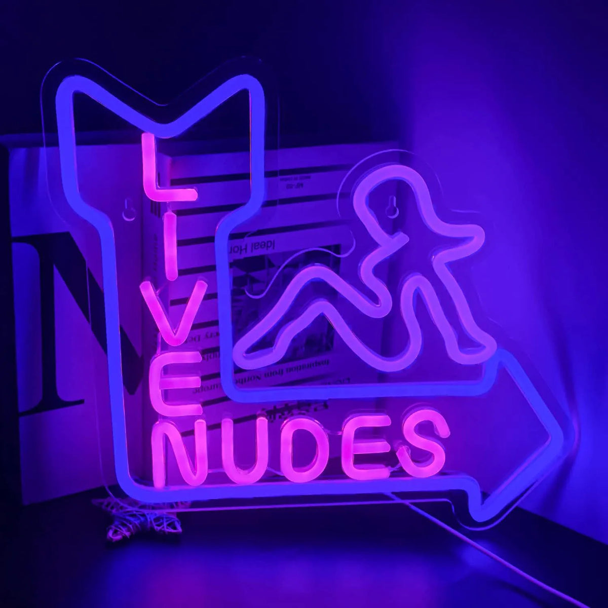 LED Live Nudes Neon Sign for Night Club Bar Decoration Adult Entertainment Arrow Design Purple Pink Glow Wall Art Lighting
