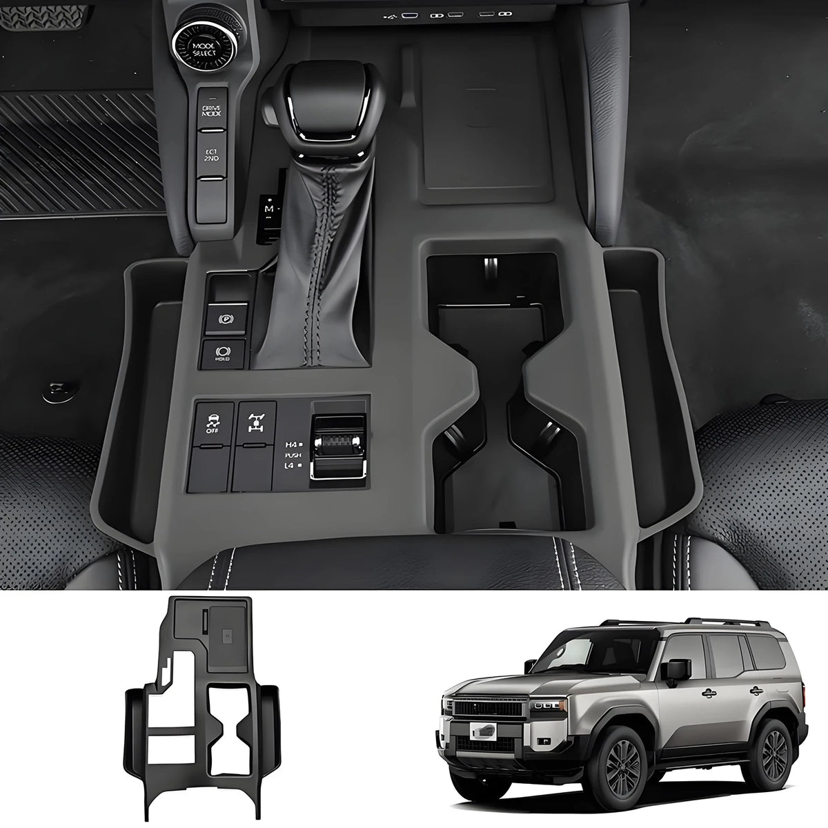 LHD RHD for Toyota Land Cruiser Prado J250 LC250 2024 2025 Silicone Gear Shift Panel Cover with Storage Box Console Organizer