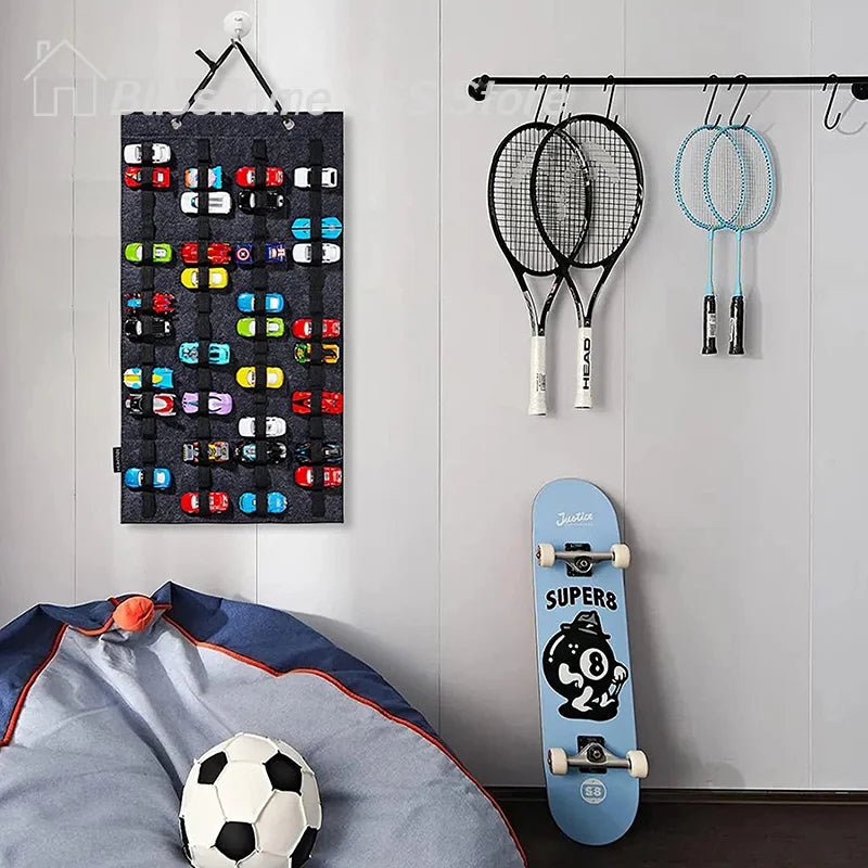 【S】Hanging Organizer For Wall Mount Display Case Large Capacity Storage Box Bags Hold Up Toy Matchbox Cars Kids