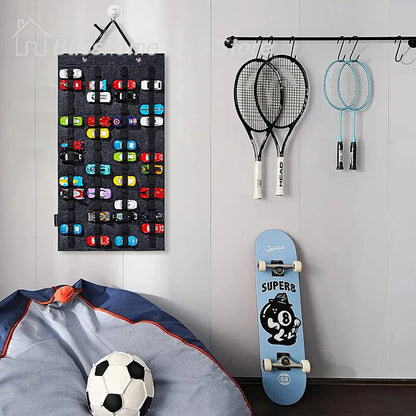 【S】Hanging Organizer For Wall Mount Display Case Large Capacity Storage Box Bags Hold Up Toy Matchbox Cars Kids