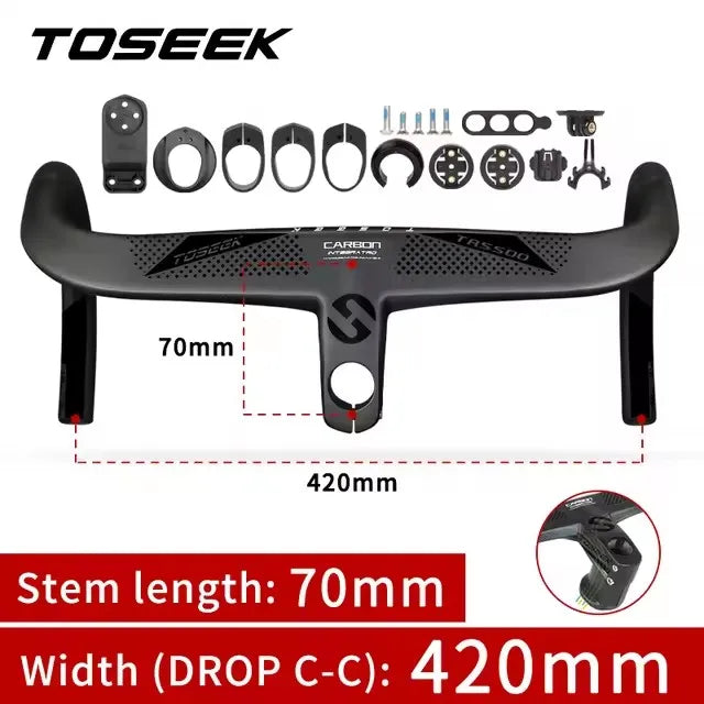 TOSEEK TR5500 T800 Carbon Bicycle Handlebar Road Bike Integrated Handlebar Di2 With Computer Holder Internal Cable Routing