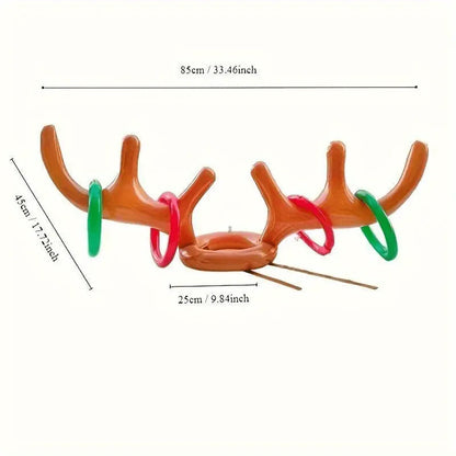 1/2pcs Inflatable Reindeer Antler Ring Toss Party Game Set Christmas Party Games New Year's Eve Birthday Party Decorations