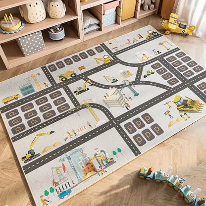 VIKAMA Cartoon Car Traffic Children's Carpet Playroom Baby Crawl Mat Home Decor Crystal Velvet Living Room Bedroom Floor Mat