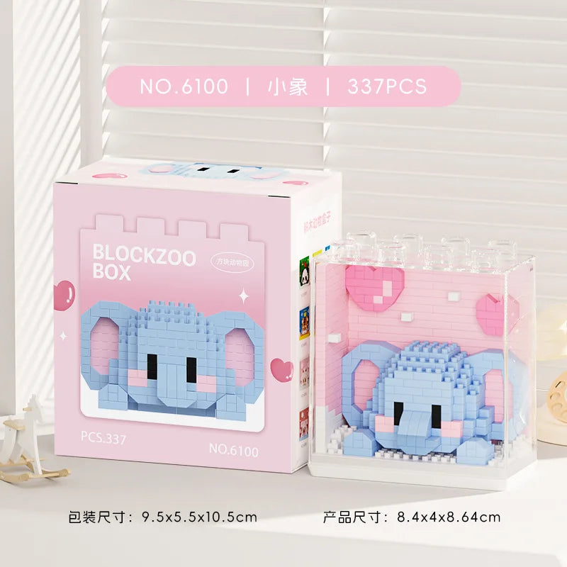 New Cute Zoo Series Fashionable Acrylic Display Box Micro-particle Assembled Building Blocks Toys Educational Gifts