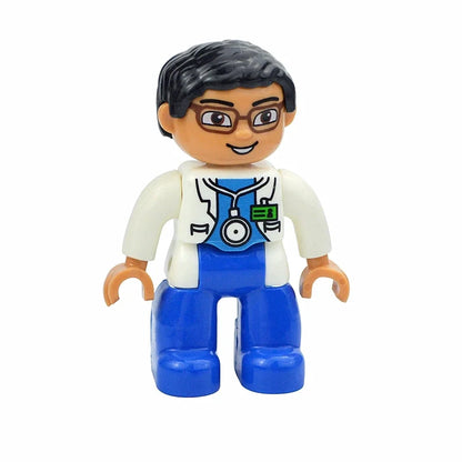 Figures Dolls Big Size Building Blocks Family Action Workers Doctor Police Farmer Compatible Large Bricks Duploes Kid Toys