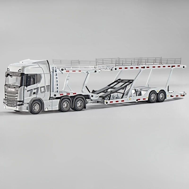 1:50 simulation Full alloy sliding Scania double-layer transport vehicle model flat truck pure static ornament collection gift