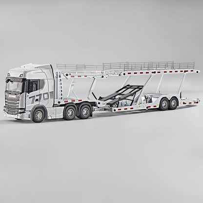 1:50 simulation Full alloy sliding Scania double-layer transport vehicle model flat truck pure static ornament collection gift