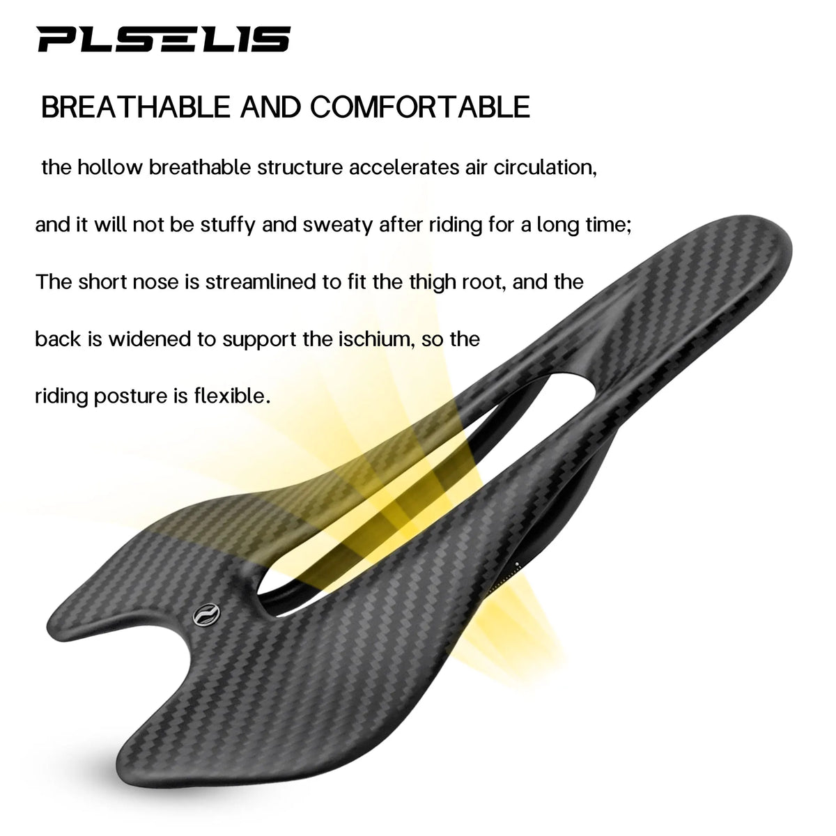 Plselis Full Carbon Saddle Light Road Bike Cushion Weight 66g/90g/100g Waterproof and Wear-Resistant Ergonomic Design
