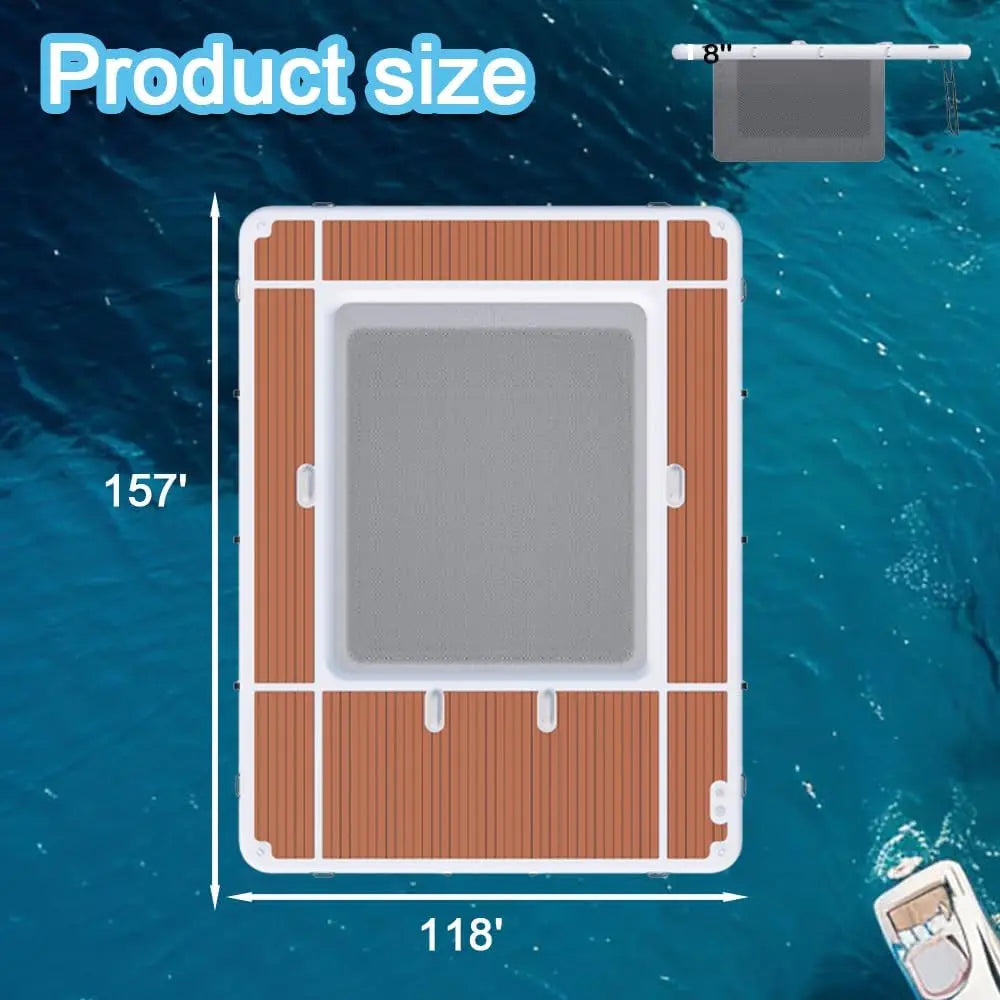 US Stock Inflatable Floating Swimming Pool Inflatable Dock Floating Platform 13x10ft Inflatable Sea Pool with Net for Yacht Boat