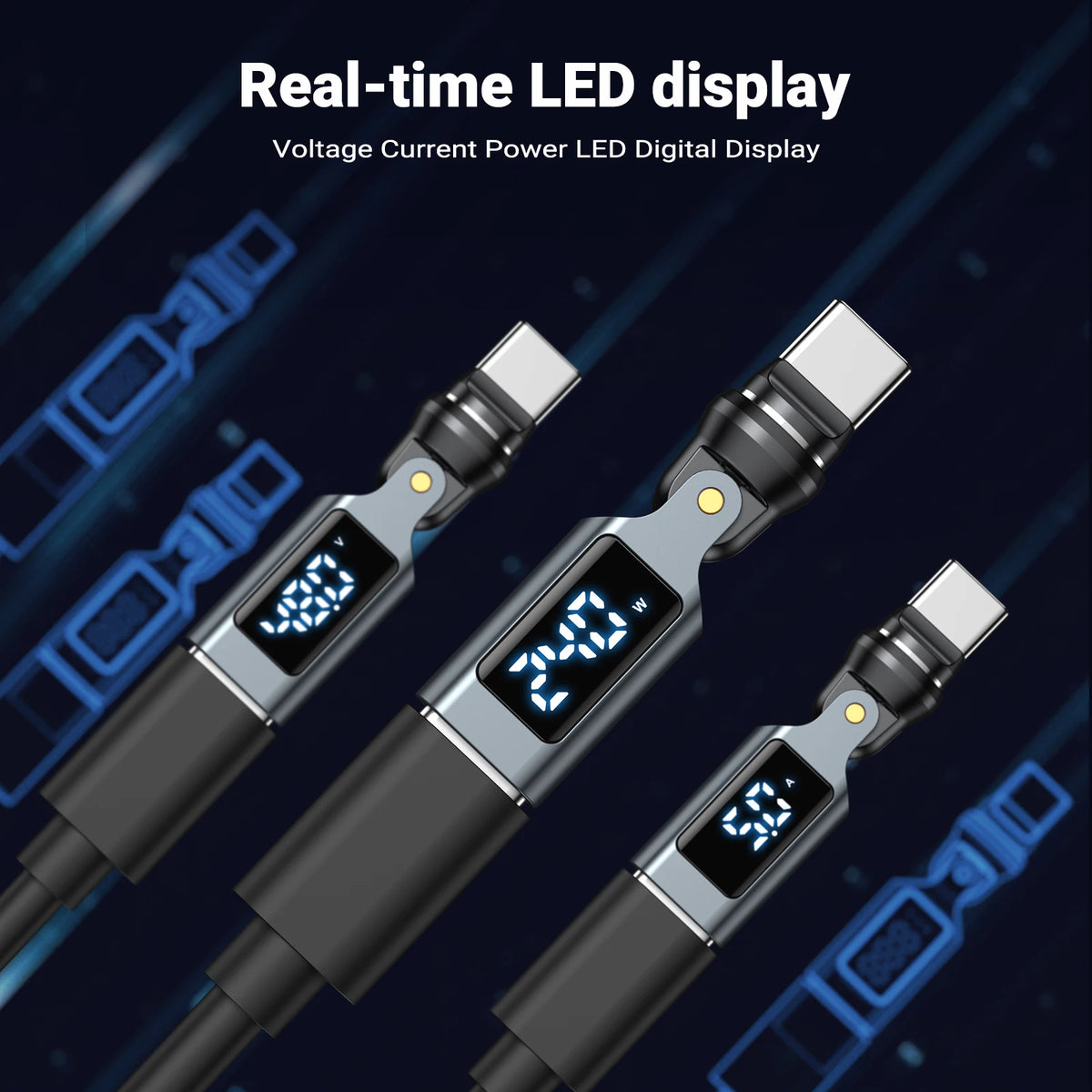 AUFU 9Pin Digital Display USB C to Type C Magnetic Adapter PD240W Fast Charging USB-C Female OTG Converter for Samsung Laptop