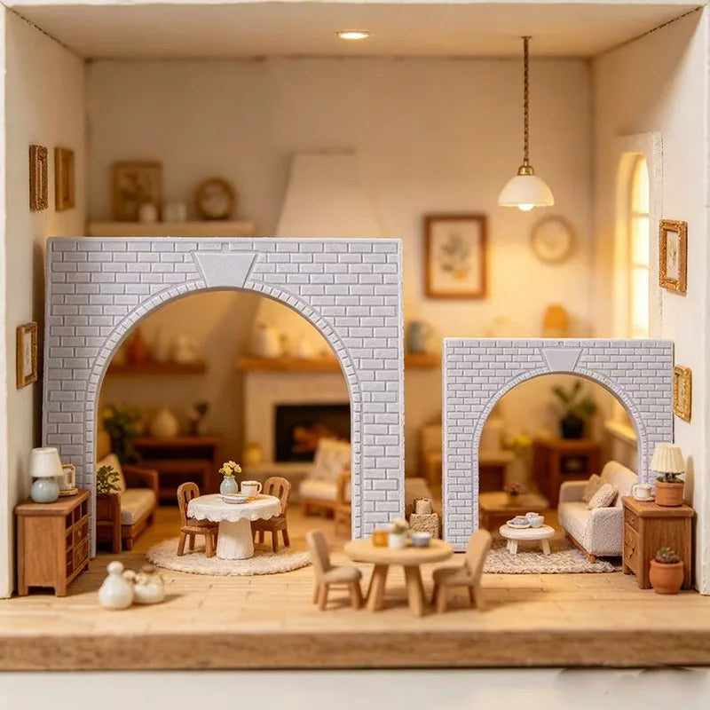 2Pcs Simulation Brick Tunnel Entrance Model for Railway Train Layout Diorama Wargame Decor