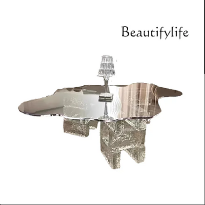JB Modern Luxury Coffee Table Cloud Shape Design Glass Living Room Coffee Table Unique Glam Table Basse Pour Salon Home Furnitur
