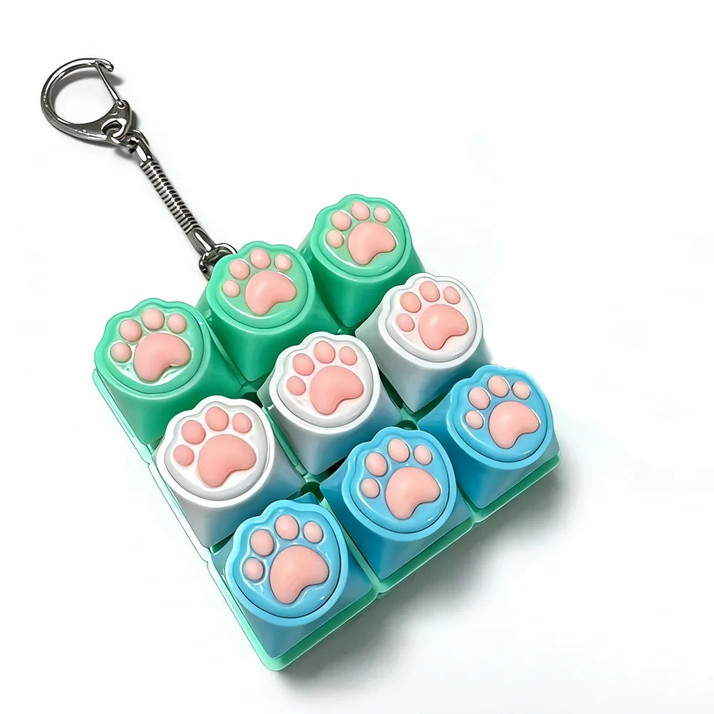 Cute Cat Claw Keychain 4/9 Keys Keyboard Decompression DIY Keyboard Keychain For Gifts