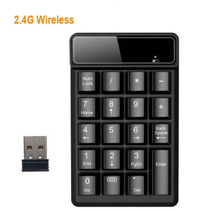 New 2.4GHz Wireless Wired Keyboard Bluetooth Mini USB Numeric Keypad Numpad Receiver Floating Key 19 Keys Number Pad