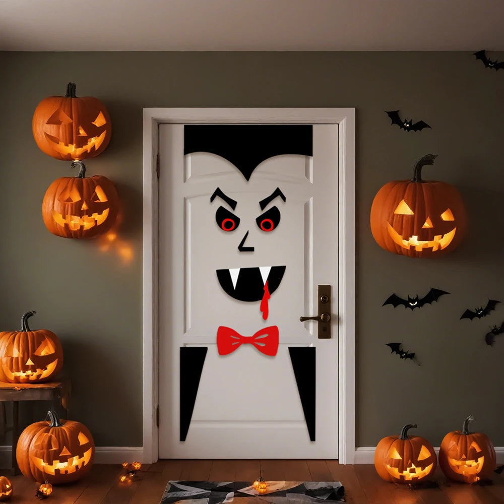Halloween Decorations Room Door Stickers Window Decor Skeleton Hand Pumpkin DIY Window Stickers Ghost Devil Witch Hat Decor