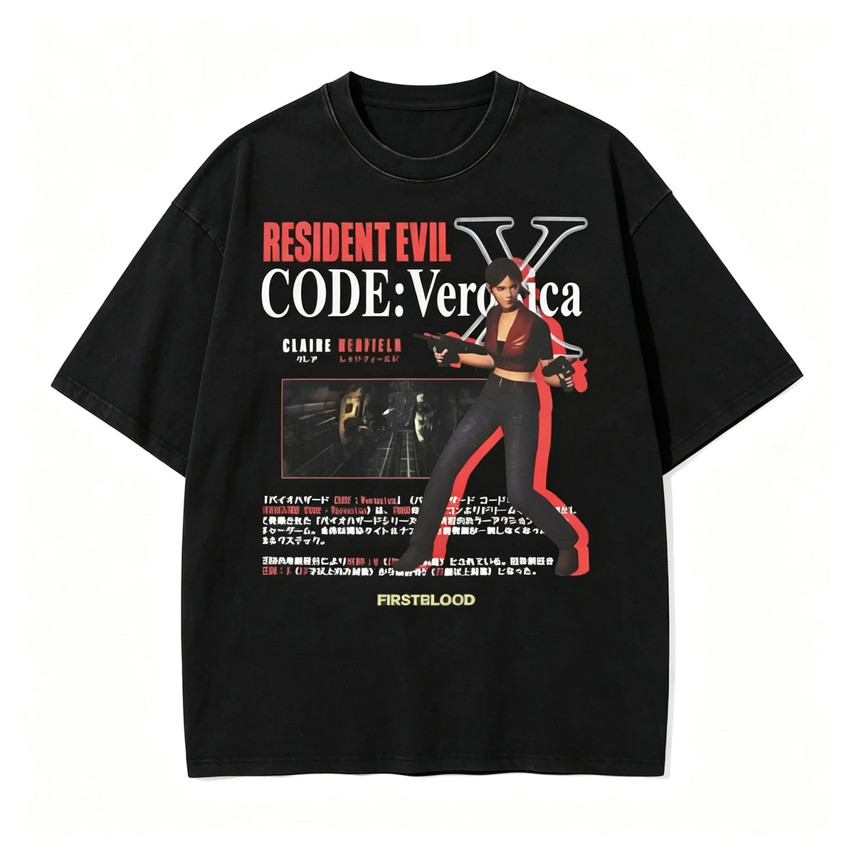 Resident Evil Village Women Dimirescu Retro Manga Poster Unisex T-shirt Black Cotton Short Sleeved T-shirt Gaming Enthusiast Top