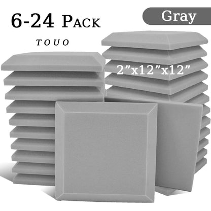 TOUO 6/12/24 Pcs Large Square Hypotenuse Acoustic Foam High Density Ktv Sound Foam Studio Acoustic Treatment Home Decoration