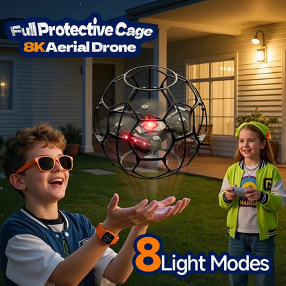 V51 Drone for Soccer Competition 3D Full Protection Brushless RC Quadcopter with HD FPV Camera RC Flying Ball Kids Gift Toys