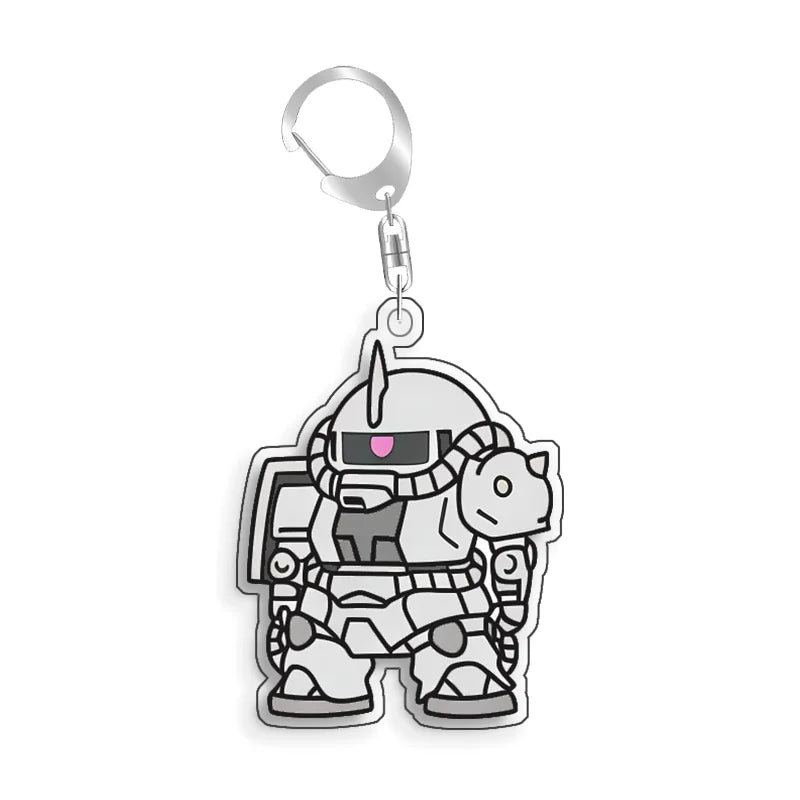 Keychain for Gundam MS-06S Zaku Ll White Cabin Backpack Pendant Anime Game Fans Gift Recycled Acrylic Decoration Rare Card Toy