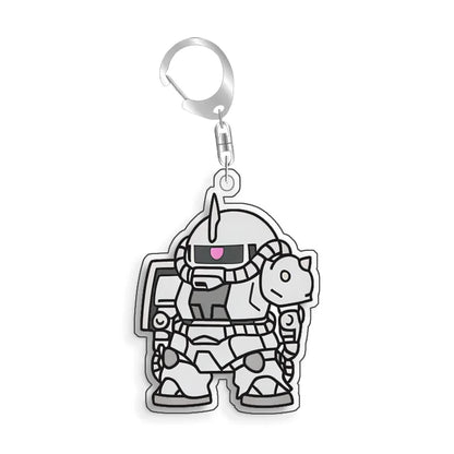 Keychain for Gundam MS-06S Zaku Ll White Cabin Backpack Pendant Anime Game Fans Gift Recycled Acrylic Decoration Rare Card Toy