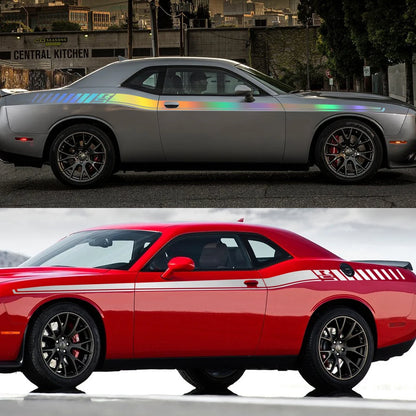 2pcs Car Body Side Accent Stripes Waistline Waterproof Decal Graphics for Dodge Challenger 2008-2023 RS Vinyl Stickers 420x21cm