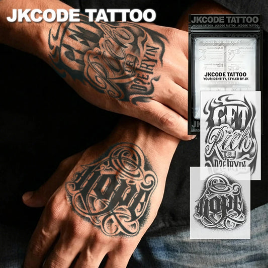 2-Piece Semi-Permanent Tattoo Set |   Trendy and Cool Hope Tattoo Stickers, Graffiti Pattern Tattoos, Hand Tattoos |   Men's Waterproof Tattoo, Realistic Fake Tattoo, Non-Reflective, Lasts 7-14 Days, Magical Tattoo, Lasts 1-2
