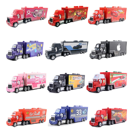 Pixar Cars Lightning McQueen Black Storm Jackson Cruz F1 Doc Hudson Container Truck Metal Diecast Model Toy Child Christmas Gift
