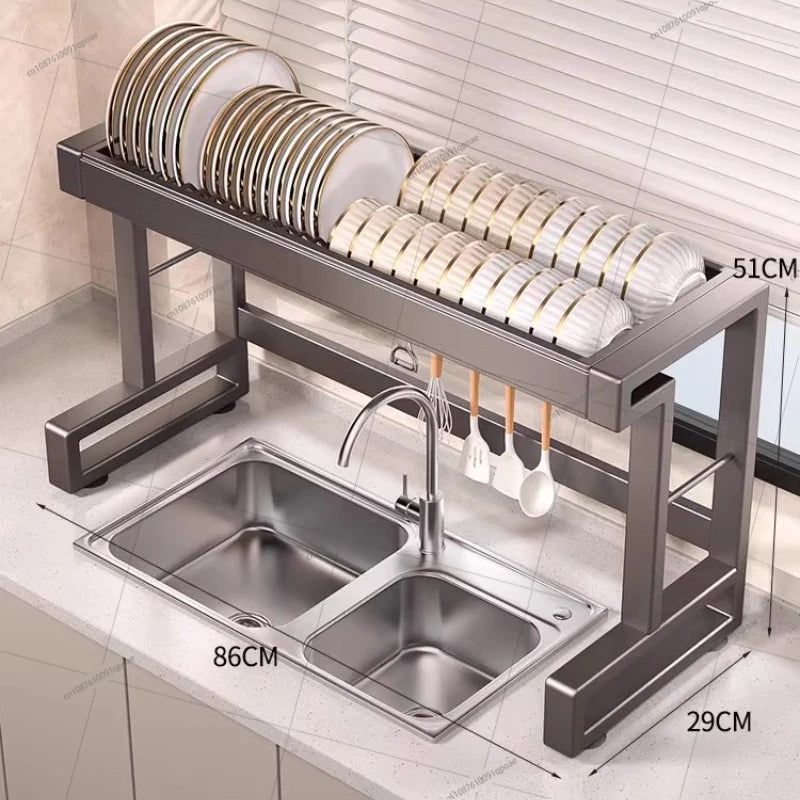 New Dish Drying Rack Kitchen Over The Sink Dish Drain Rack Utensil Holder Sink Stainless Steel Matt Black